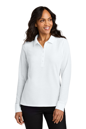 Port Authority LK200LS Women's Wearever Signature Pique Long Sleeve Polo, White