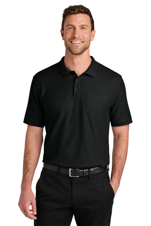 Port Authority TLK200P Tall Wearever Signature Pique Pocket Polo, Deep Black