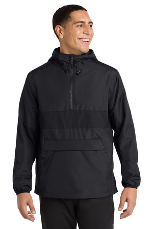 Sport-Tek JST65 Zipped Pocket Anorak, Black/ Black
