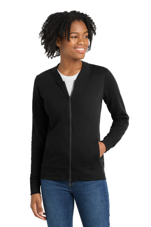Sport-Tek LST274 Women's Lightweight French Terry Bomber, Black