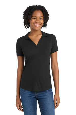 Sport-Tek LST405 Women's PosiCharge Tri-Blend Wicking Polo, Black Triad Solid
