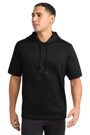 Sport-Tek ST251 Sport-Wick Fleece Short Sleeve Hooded Pullover, Black