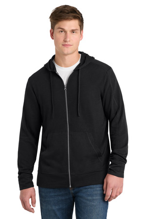 Sport-Tek ST293 PosiCharge Tri-Blend Wicking Fleece Full-Zip Hooded Jacket, Black Triad Solid