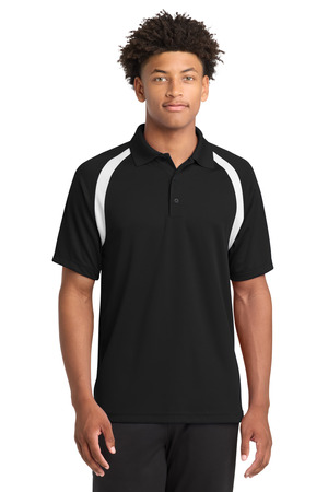 Sport-Tek T476 Dry Zone Colorblock Raglan Polo, Black/ White