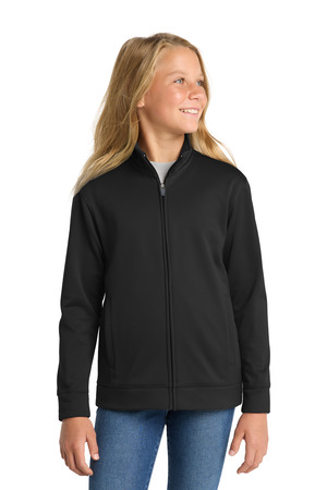 Sport-Tek YST241 Youth Sport-Wick Fleece Full-Zip Jacket, Black