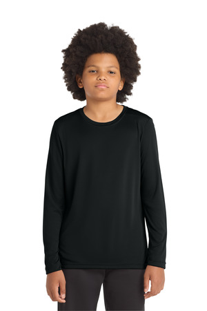 Sport-Tek YST420LS Youth Posi-UV Pro Long Sleeve Tee, Black