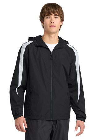 Sport-Tek JST81 Fleece-Lined Colorblock Jacket, Black/ White