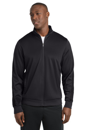 Sport-Tek JST94 Tricot Sleeve Stripe Track Jacket, Black/ Black