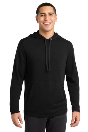 Sport-Tek ST296 PosiCharge Tri-Blend Wicking Fleece Hooded Pullover, Black Triad Solid