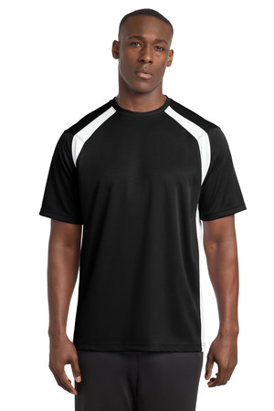 Sport-Tek T478 Dry Zone Colorblock Crew, Black/ White