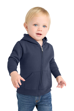 Port & Co CAR78IZH Infant Core Fleece Full-Zip Hooded Sweatshirt, Navy