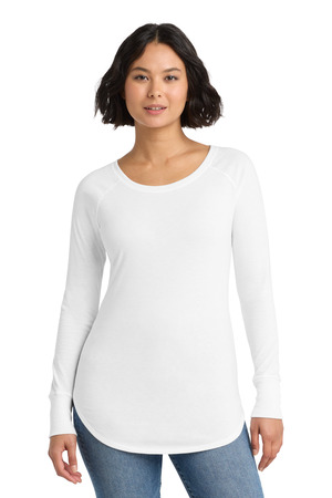 District DT132L Women's Perfect Tri Long Sleeve Tunic Tee, White