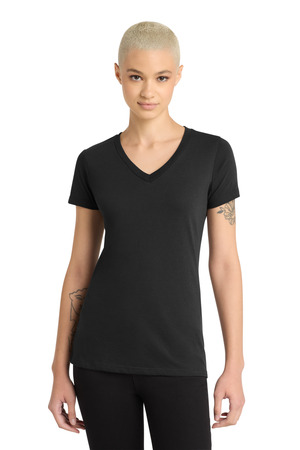 District DM1190L Women's Perfect Blend CVC V-Neck Tee, Black
