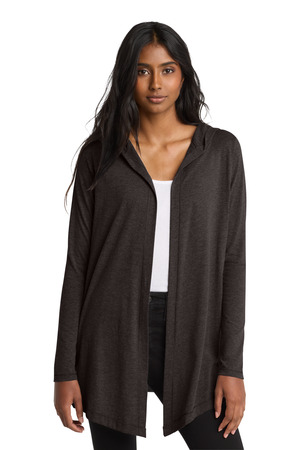 District DT156 Women's Perfect Tri Hooded Cardigan, Black Frost