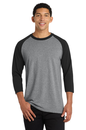 Port & Co PC55RS Core Blend 3/4-Sleeve Raglan Tee, Athletic Heather/ Jet Black