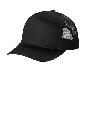 Port Authority C405 Snapback Five-Panel Trucker Cap, Black