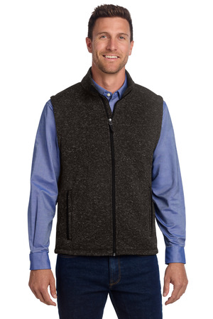 Port Authority F236 Sweater Fleece Vest, Black Heather