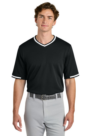 Sport-Tek ST221 Tough Mesh V-Neck Baseball Jersey, Black