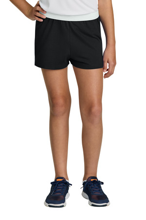 Sport-Tek YGST311 Girls Jersey Knit Squad Short, Black