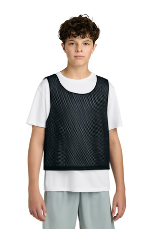 Sport-Tek YST512 Youth Lacrosse Reversible Pinnie, Black/ White