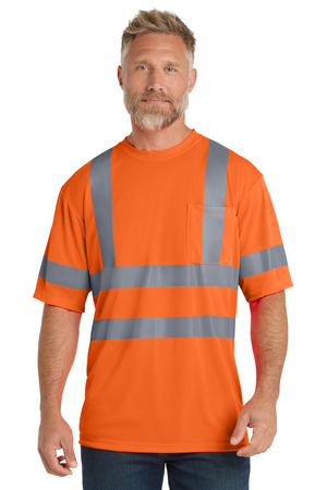CornerStone CS408 ANSI 107 Class 3 Short Sleeve Snag-Resistant Reflective T-Shirt, Safety Orange