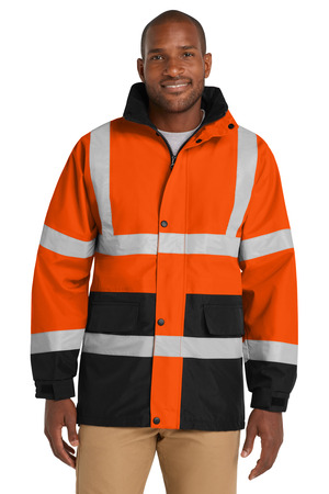 CornerStone CSJ24 ANSI 107 Class 3 Waterproof Parka, Safety Orange/ Black