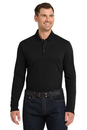 Port Authority K8000LS EZCotton Long Sleeve Polo, Black