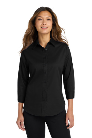 Port Authority L612 Women's 3/4-Sleeve Easy Care Shirt, Black