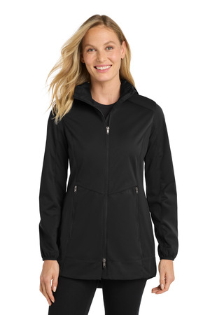 Port Authority L719 Women's Active Hooded Soft Shell Jacket, Deep Black