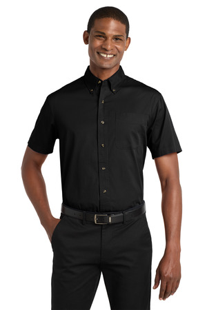 Port Authority S500T Short Sleeve Twill Shirt, Black