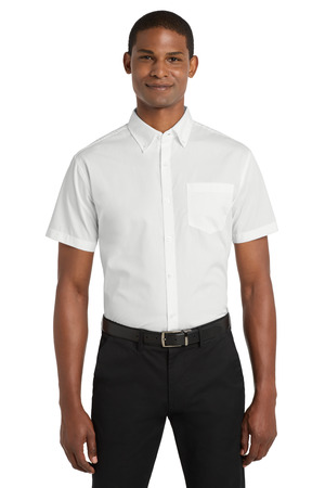 Port Authority W101 Short Sleeve Carefree Poplin Shirt, White