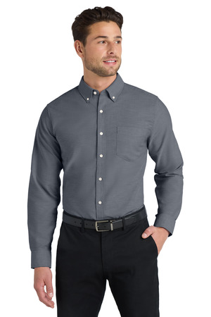 Port Authority TS658 Tall SuperPro Oxford Shirt, Black