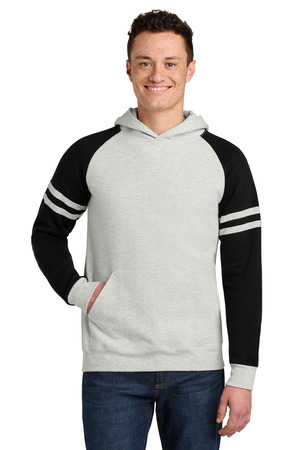 Jerzees 97C Unisex NuBlend Varsity Colorblock Hooded Sweatshirt, Oatmeal Heather/ Black Ink