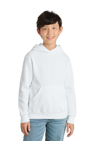 Port & Co PC78YH Youth Core Fleece Pullover Hooded Sweatshirt, White