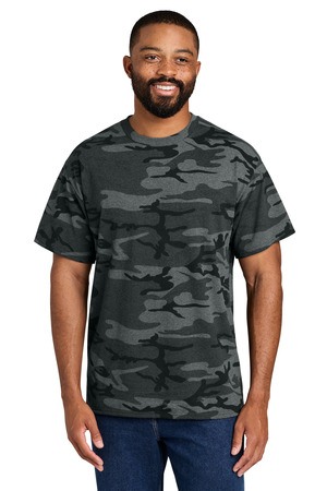Port & Co PC54C Core Cotton Camo Tee, Black Heather Camo