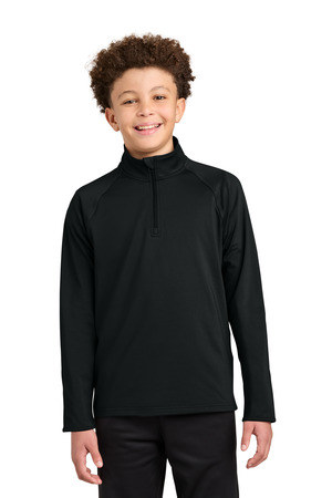 Sport-Tek YST850 Youth Sport-Wick Stretch 1/4-Zip Pullover, Black