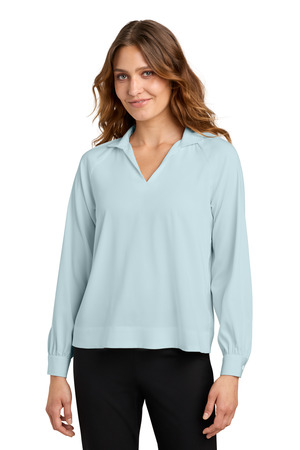 Mercer+Mettle MM2019 Women's Long Sleeve Buttery Soft Popover Blouse, Celestial Blue