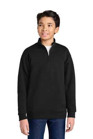 Jerzees 995Y Youth NuBlend 1/4-Zip Cadet Collar Sweatshirt, Black