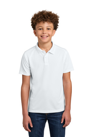 Port Authority Y240 Youth Wearever Performance Pique Polo, White