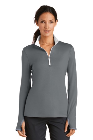 Nike 779796 Women's Dri-FIT Stretch 1/2-Zip Cover-Up, Dark Grey/ White