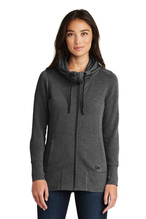 New Era LNEA511 Women's Tri-Blend Fleece Full-Zip Hoodie, Black Heather