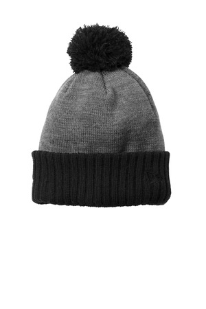 New Era NE904 Colorblock Cuffed Beanie, Black/ Heather Grey