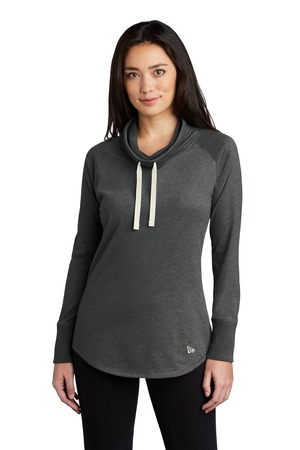 New Era LNEA123 Women's Sueded Cotton Blend Cowl Tee, Black Heather