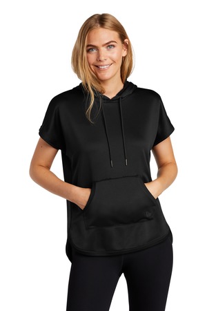 New Era LNEA533 Women's Performance Terry Short Sleeve Hoodie, Black