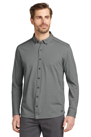 OGIO OG145 Code Stretch Long Sleeve Button-Up, Tarmac Grey Heather