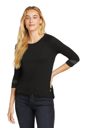 New Era LNEA136 Women's Tri-Blend 3/4-Sleeve Tee, Black Solid/ Graphite