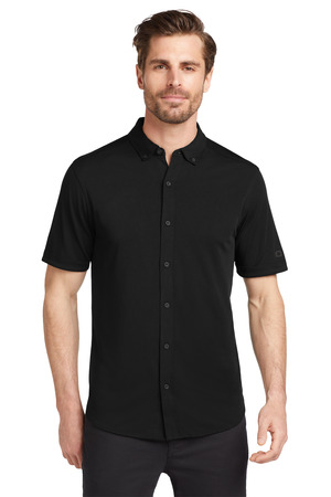 OGIO OG141 Gravitate Full-Button Polo, Blacktop