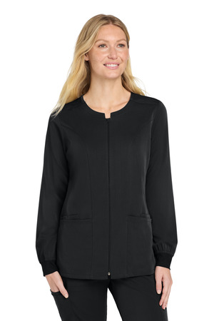 Wink WW4088 Women's Premiere Flex Full-Zip Scrub Jacket, Black