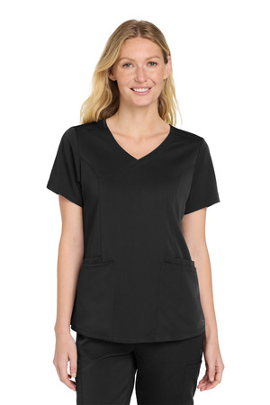 Wink WW4268 Women's Premiere Flex Mock Wrap Top, Black