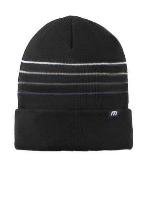 TravisMathew TM1MY393 Striped Cuffed Beanie, Black